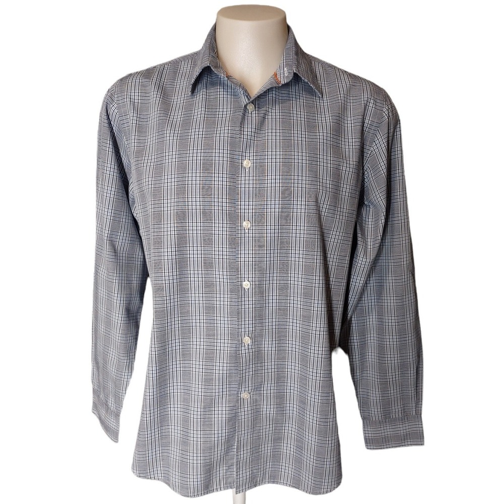 Dockers Button Down Shirt Mens Large Gray Plaid Long Sleeve Relaxed Norm Core